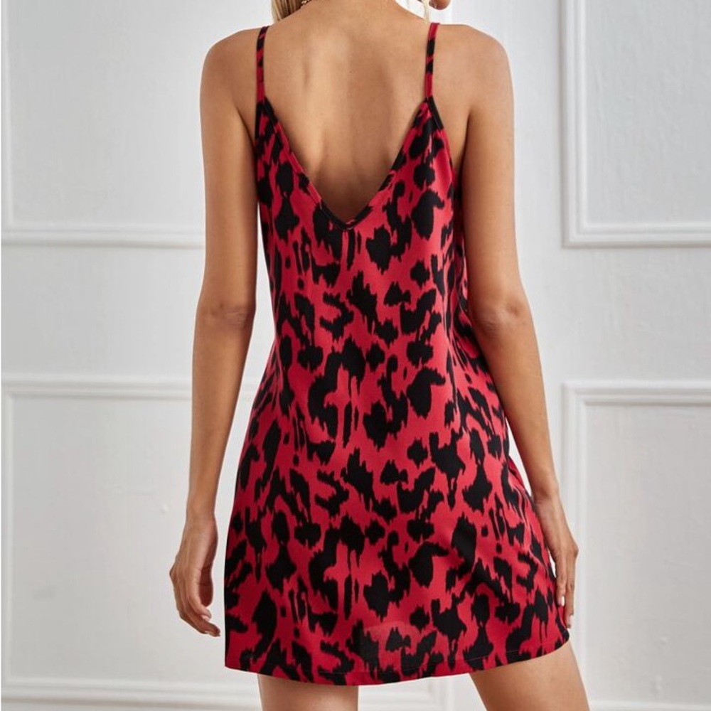 SHEIN Red and Black Peplum Mini Dress